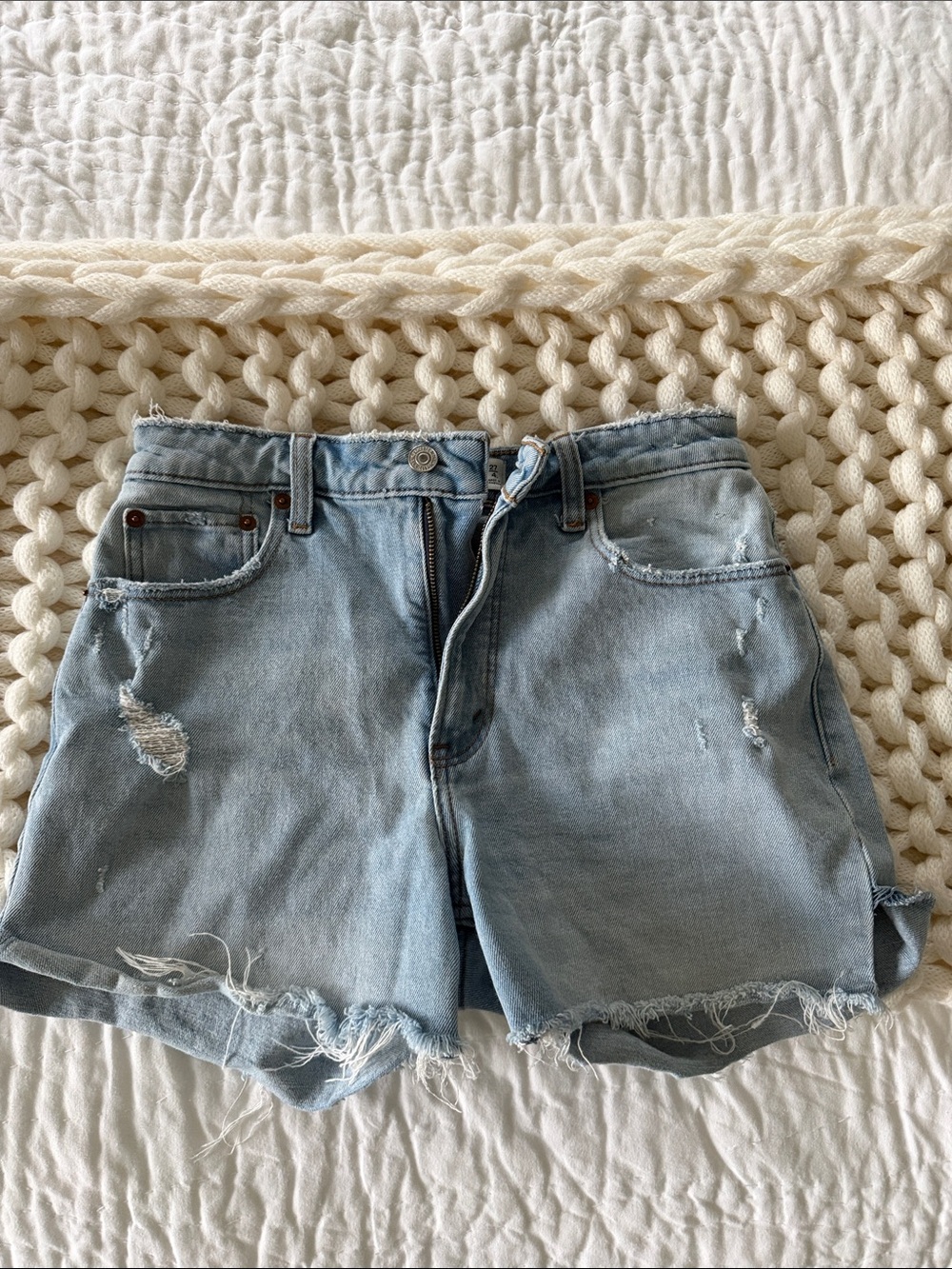 Light Blue High Waisted Denim Shorts